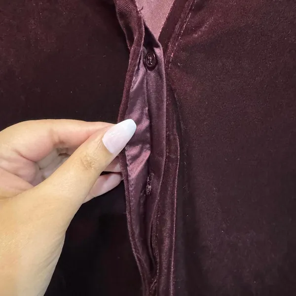 Cato Velvet V-Neck High Low Long Sleeve Burgundy Blouse Plus Size 26/28W - Image 3