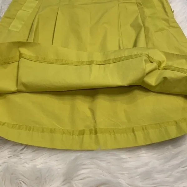 J. Crew pleated A-line side zip skirt chartreuse cotton poplin 6 - Image 5