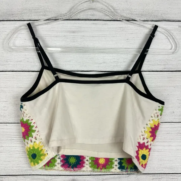 Vintage Crochet‎ Floral Crop Top Sz Small Bralette Boho Hippie Festival Coquette - Image 3