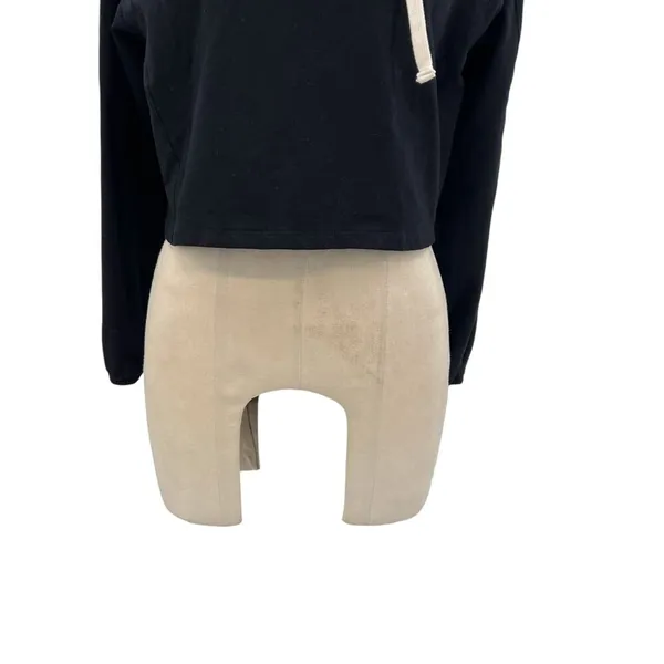 Monrow Black‎ Cropped Pull Over Hoodie Sweatshirt Size XS - Image 6