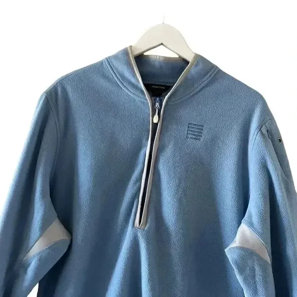 Lands’ End ¼ ZIP Fleece Blue Gray Long Sleeves Soft Cozy Unisex Jacket 3X #1308 - Image 11