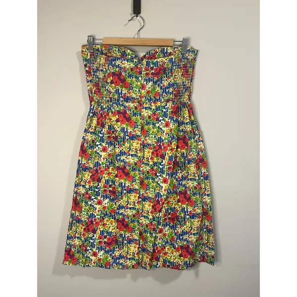 Girls from Savoy for Anthropologie Strapless Mini Floral Retro Dress Lined sz 12 - Image 2