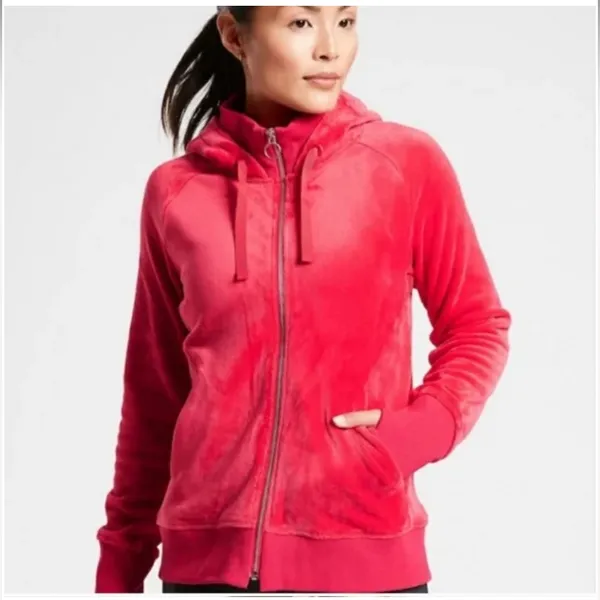 ATHLETA‎ Women's Zip-Up Hoodie Hibiscus Red Heavy Weight size medium - Image 5