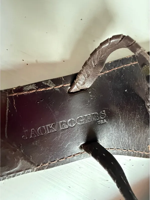 Jack Rogers Brown Leather Sandals with Circular Design - Image 4