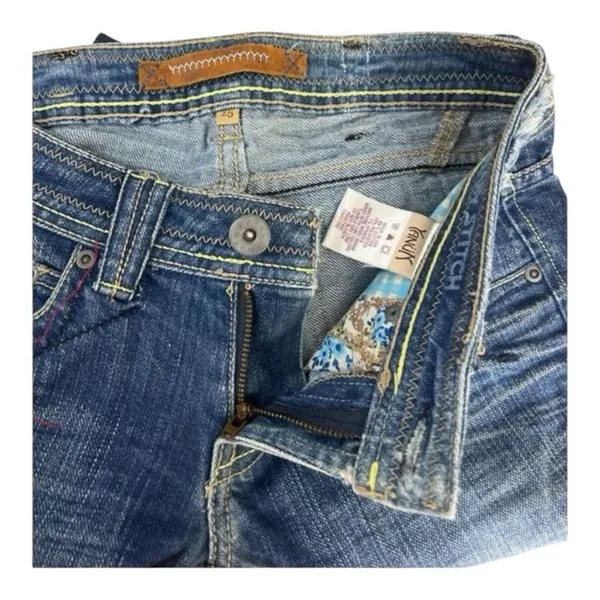 Yanuk Women Flare Jeans Size 25 Blue Denim Low-Rise Waist Cotton Bootcut Boho - Image 8