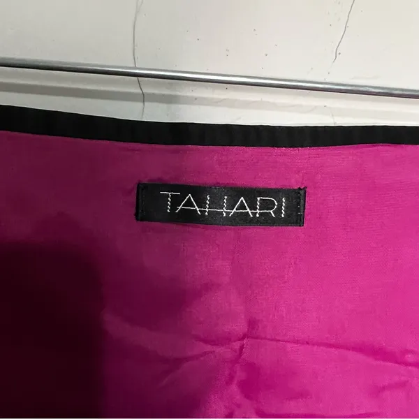 Tahari Black Vintage Y2K Square Neck Pink Hem Spaghetti Strap Midi Dress‎ - Image 6