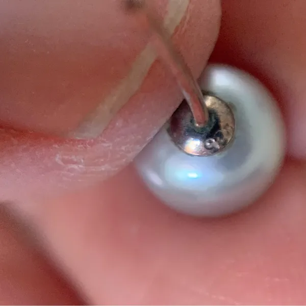 925 Sterling Cultured Pearl Single Stud Set Gorjana Carmel Hammered Gray Cream - Image 11