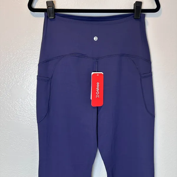 G4Free Size-M BareFeel Maternity Dress‎ Flare Yoga Pants Stretchy Blue - Image 12