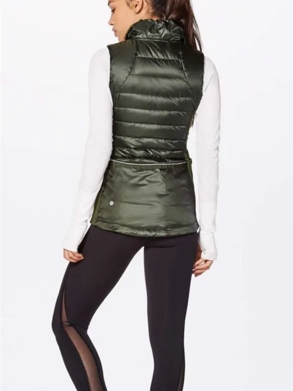 Lululemon Down For A Run II Olive Green Quilted Puffer Vest hiking run fall 12 - Image 4