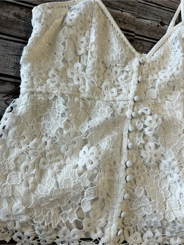 Abercrombie & Fitch White Lace Coquette Boho Cottagecore Summer Top - Image 4