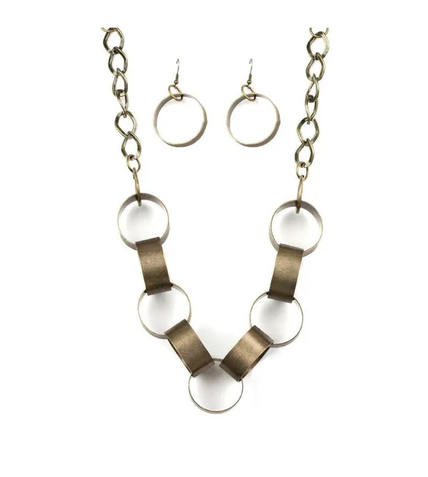 Big Hit brass necklace and earrings paparazzi - Image 3