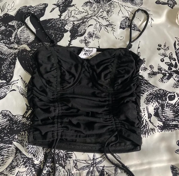 Black Mesh Ruched Top – Princess Polly - Image 2