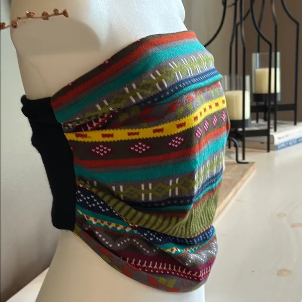 Colorful Strapless Knit Top Green Size L - Image 3