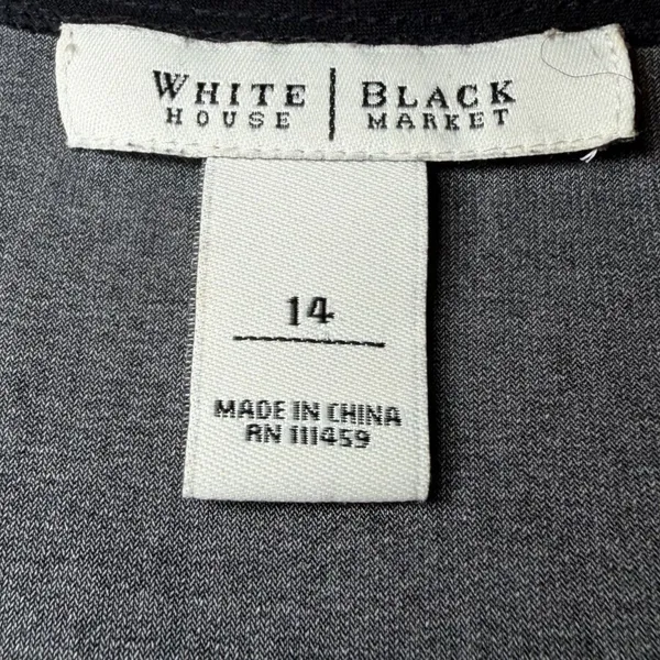 White House Black Market Womens Size 14 Black White Floral Draped Midi Dress - Image 4
