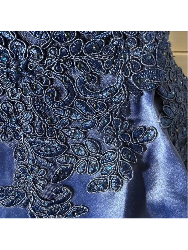Vintage Y2K Dancing Queen USA mini prom dress 80s style blue floral beaded sz M - Image 9
