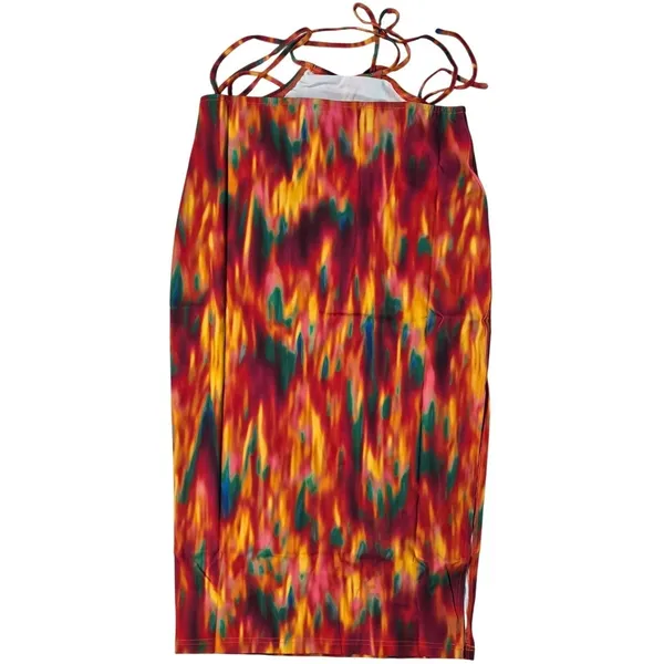 WeWoreWhat Cut Out Midi Skirt in‎ Fire Tie Dye Spicy Orange M NWT - Image 2