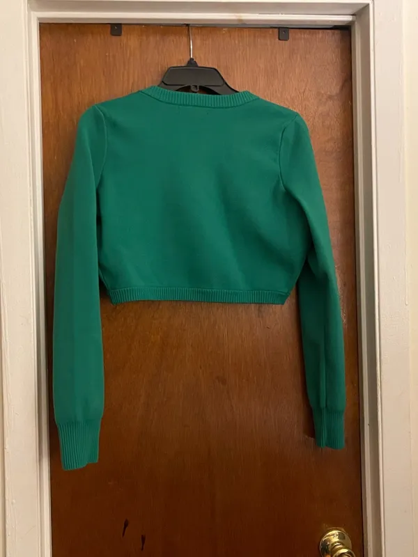 Forever 21 Green Long Sleeve Cropped Cardigan Sweater - Image 2