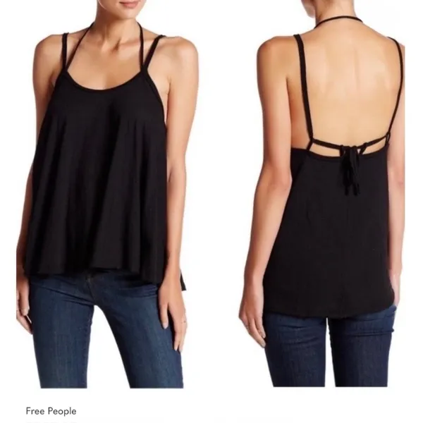 FREE PEOPLE We the Free Oversized Black Halter Tank Top Flowy Size Small S - Image 6
