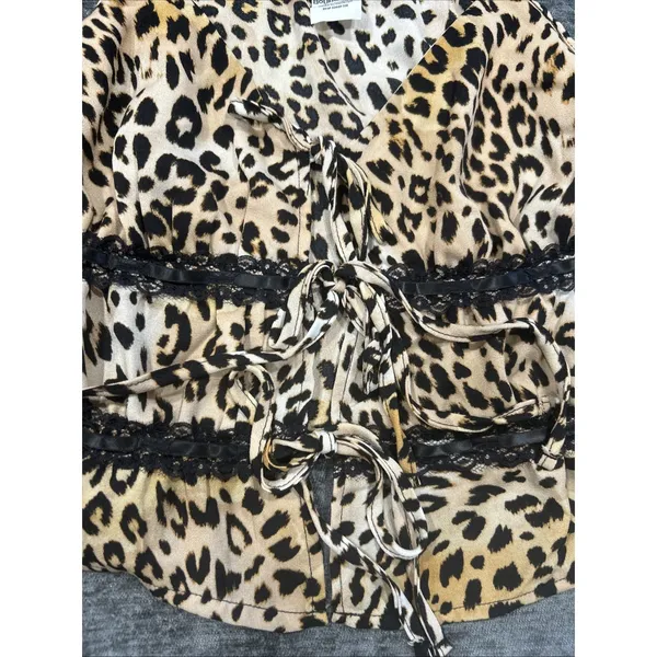 No‎ Boundaries Leopard Print Lace Up Cami Top Juniors XXL Y2K Coquette Lace Trim - Image 2