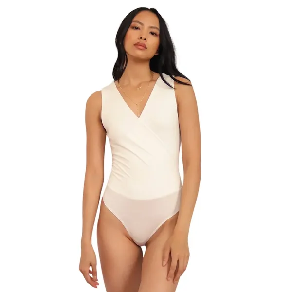 Lulus Staying Basic White Faux-Wrap Sleeveless Bodysuit size Medium - Image 4