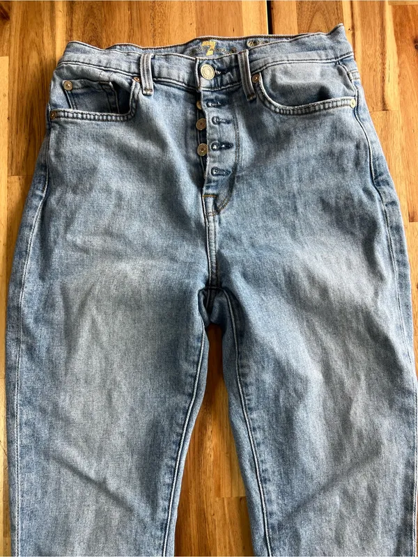 7 For All Mankind High Waist Skinny Jeans Women’s 25 Light Wash - Image 6