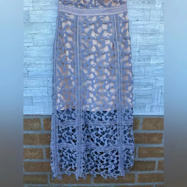 ELLIATT S Lilac Blue Lace Midi Dress Whimsigoth Cocktail Quiet Luxury - Image 5