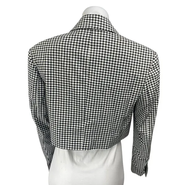 Zara Black White Gingham Check Open Long Sleeve Crop Blazer Suit Jacket Size XS - Image 2