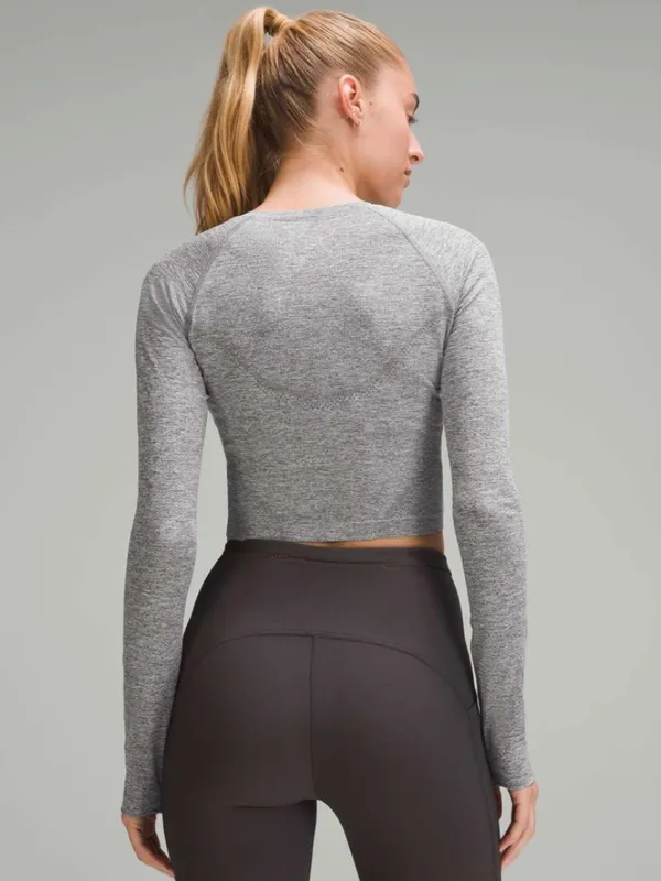 Lululemon Swiftly Tech Cropped Long-Sleeve Shirt 2.0 Slate / White - Image 2