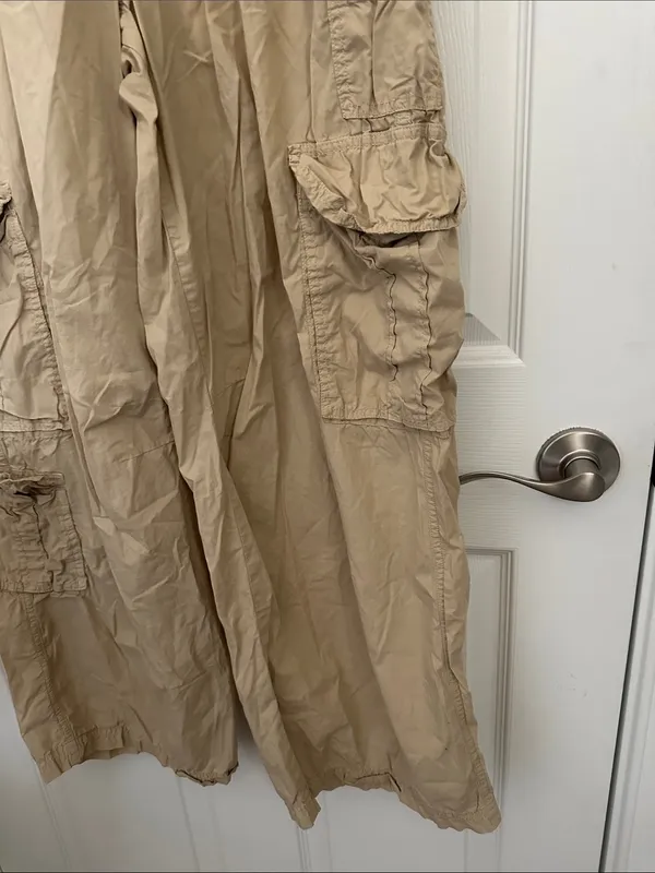 Aerie Khaki Cargo Pants - Wide Leg Utility Style - Image 2