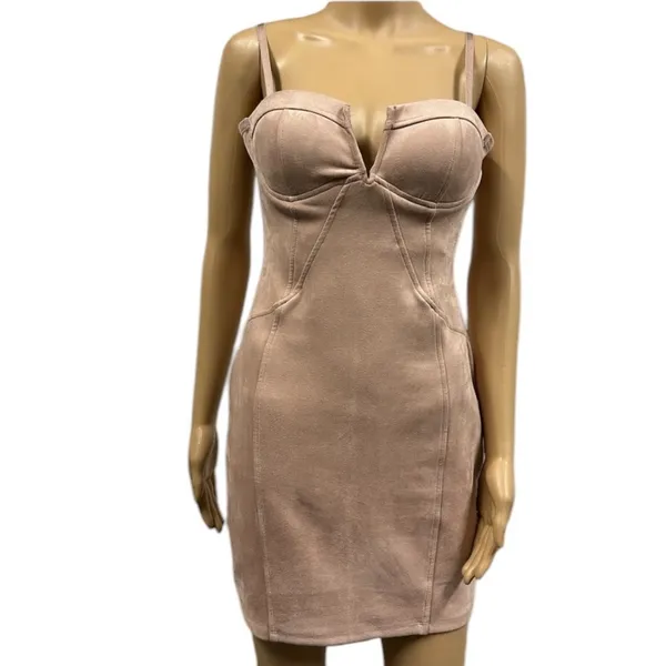 Haute Monde Blush Corset Bandage Bodycon Padded Spaghetti Strap Mini Dress M - Image 3