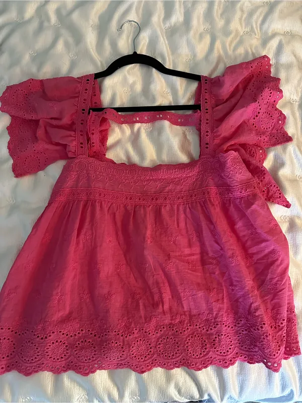 Allison nwt pink eyelet babydoll eyelet square neck Medium $154 - Image 2