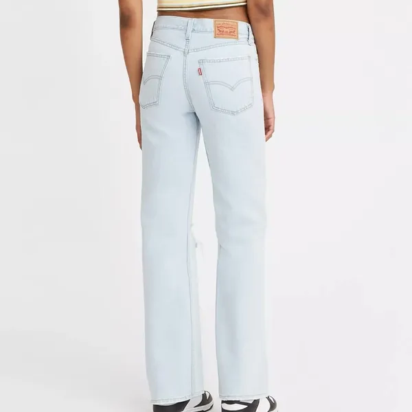 Levi's Lo Pro Straight Light Blue Distressed Slouchy‎ Mid Rise Denim Jeans - Image 3