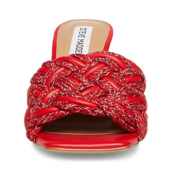 Steve Madden Red Seraphine Square Toe Sandal Heels - Image 4
