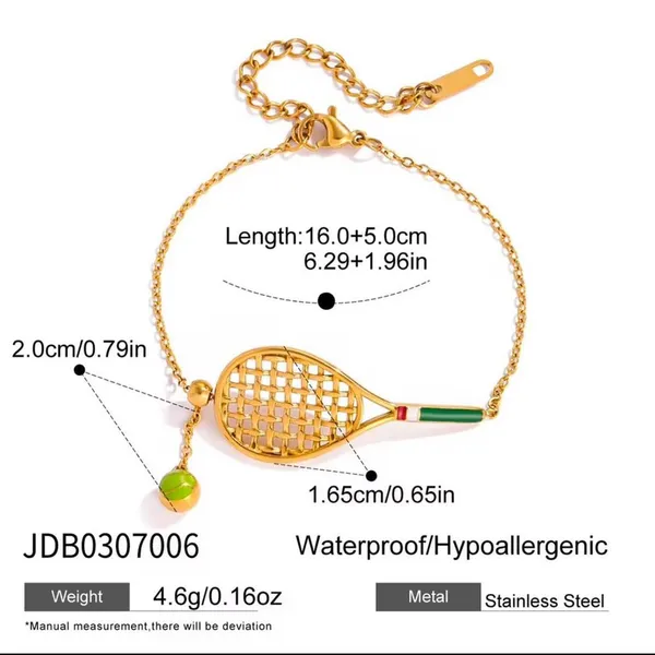 Tennis bracelet with tennis ball Gold - Image 4