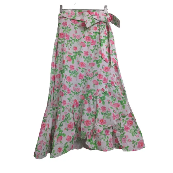 Hill House The Mirabel Skirt Pink Roses Wrap Midi Cotton XS New - Image 3