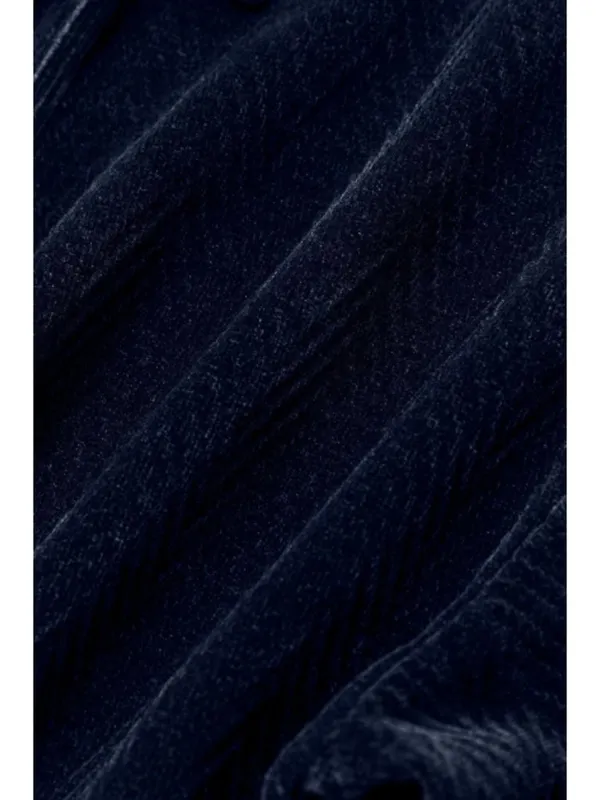 Alo Cropped Cozy Day Henley Pullover Navy V-Neck Velvet Velour Chevron Sweater S - Image 8