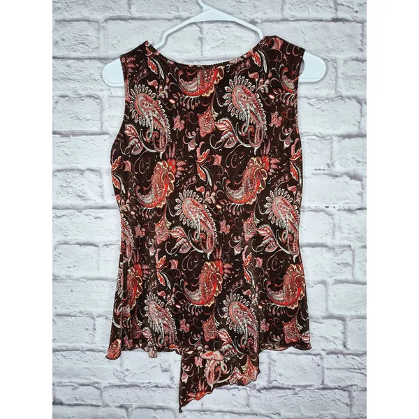 Vtg Y2K JTB Paisley Micro Pleat Top S Asymmetrical Hem Whimsigoth Fairycore - Image 6