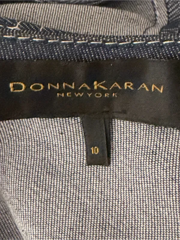 DONNA KARAN New York Denim Paneled A-Line Midi Dress POCKETS Size 10 - Image 8