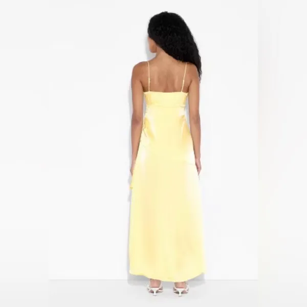WILD FABLE Women's Sleeveless Satin Asymmetrical Maxi A-Line Dress - Image 3