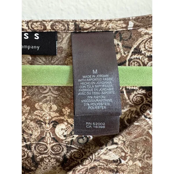 Axcess Brown Paisley Vintage Long Sleeve Top - Image 2