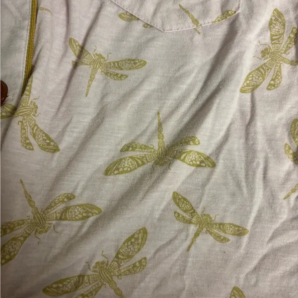 BH PJs Pink Dragonfly Pajama Top Button Front Size medium - Image 4