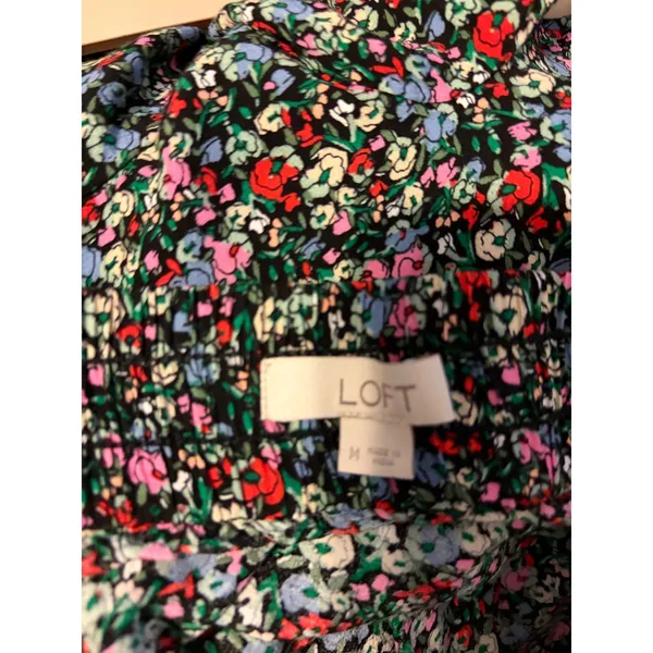 LOFT Floral Print‎ Smocked Waist Ruffle Hem Mini Skirt Women's Size M - Image 6