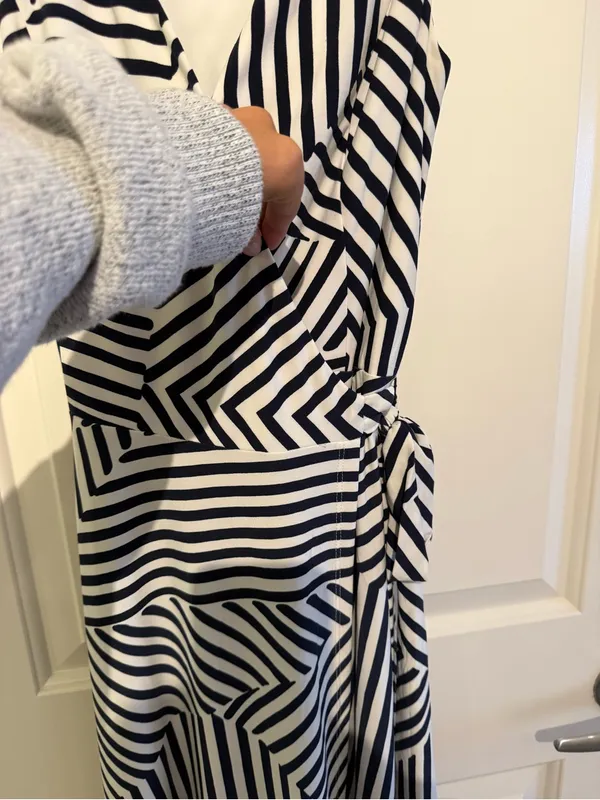 Ralph Lauren Navy and White Striped Wrap Maxi Dress - Image 3
