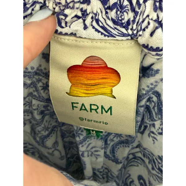 Farm Rio Blue and white linen blend pants size medium - Image 5