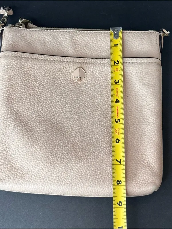 Kate Spade Polly Small Swing Pack Neutral Pink Pebbled Leather Crossbody Bag. - Image 11