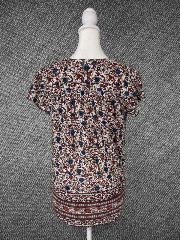 Lucky Brand Women’s Small Floral Border Print V-Neck Cotton Modal Top - Image 8