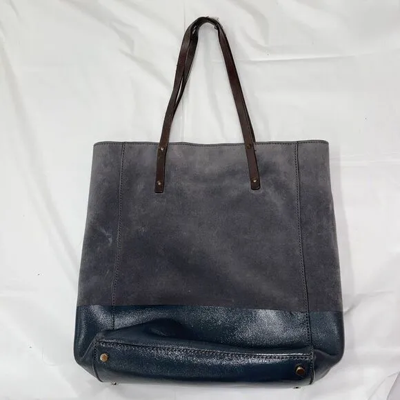 Kate Spade Square Tote ‎ Shoulder Bag Suede Gray Leather Bag - Image 2