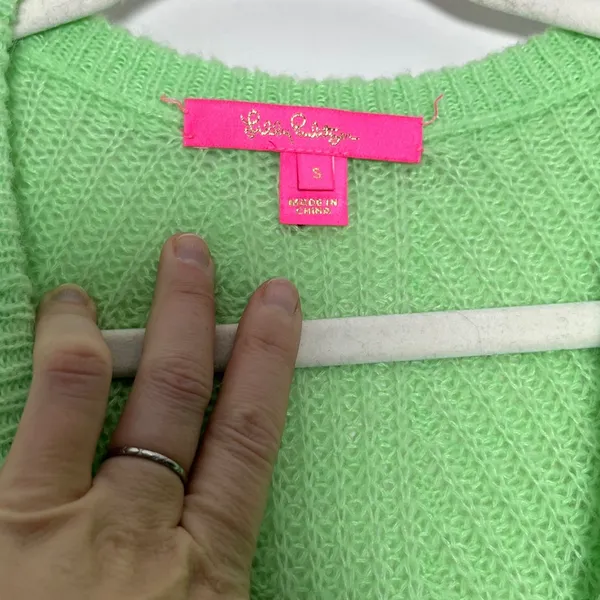 LILLY PULITZER Loose Knit Wool Blend Fuzzy Soft Oversized Sweater Sz S - Image 6