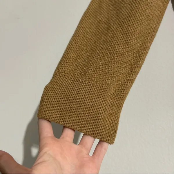 Banana Republic Factory Johnny Collar Sweater Brown Sugar Large Neutral Minimal - Image 2