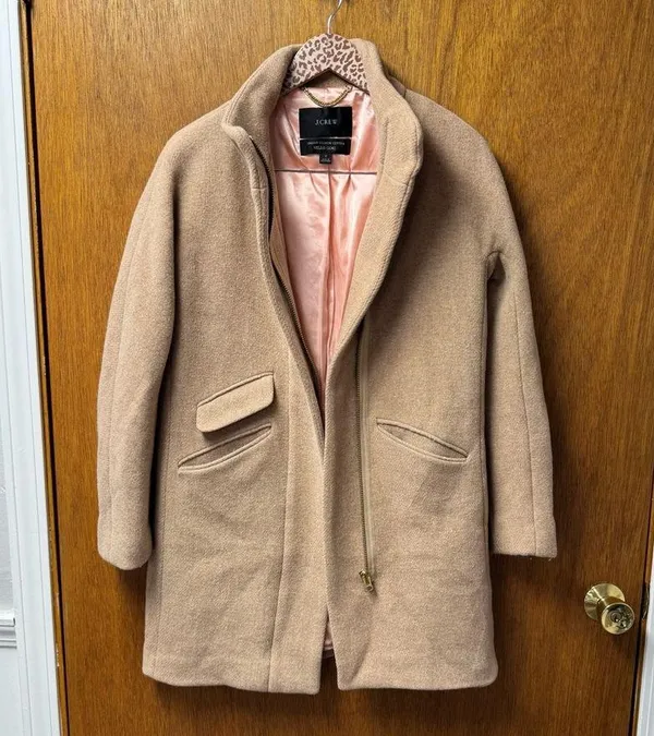 J. Crew Cocoon Coat Italian Stadium-Cloth Wool Blend Nello Gori Beige 2 - Image 16